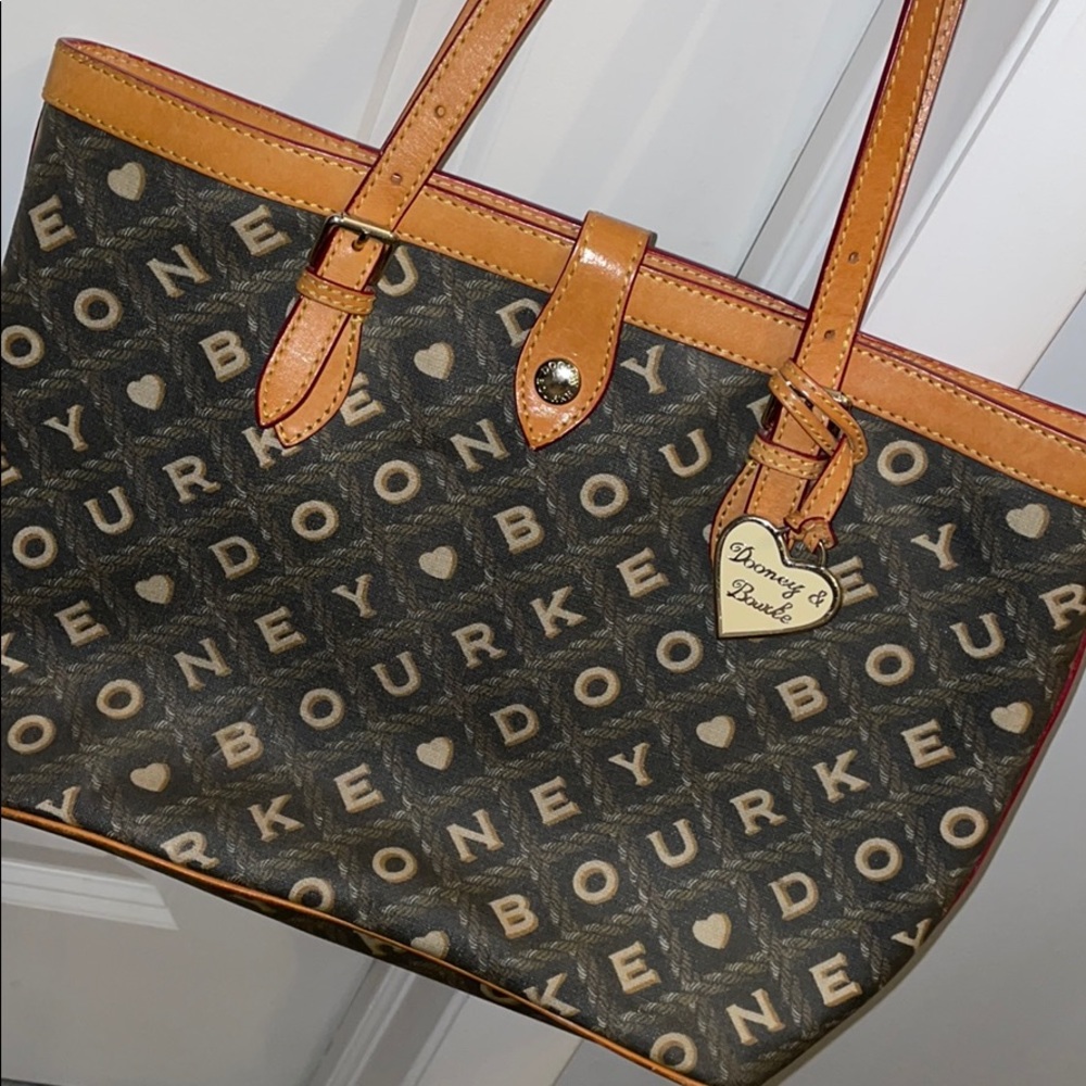 Vintage Dooney & Bourke Logo Tote Bag w/ 💗 Charm